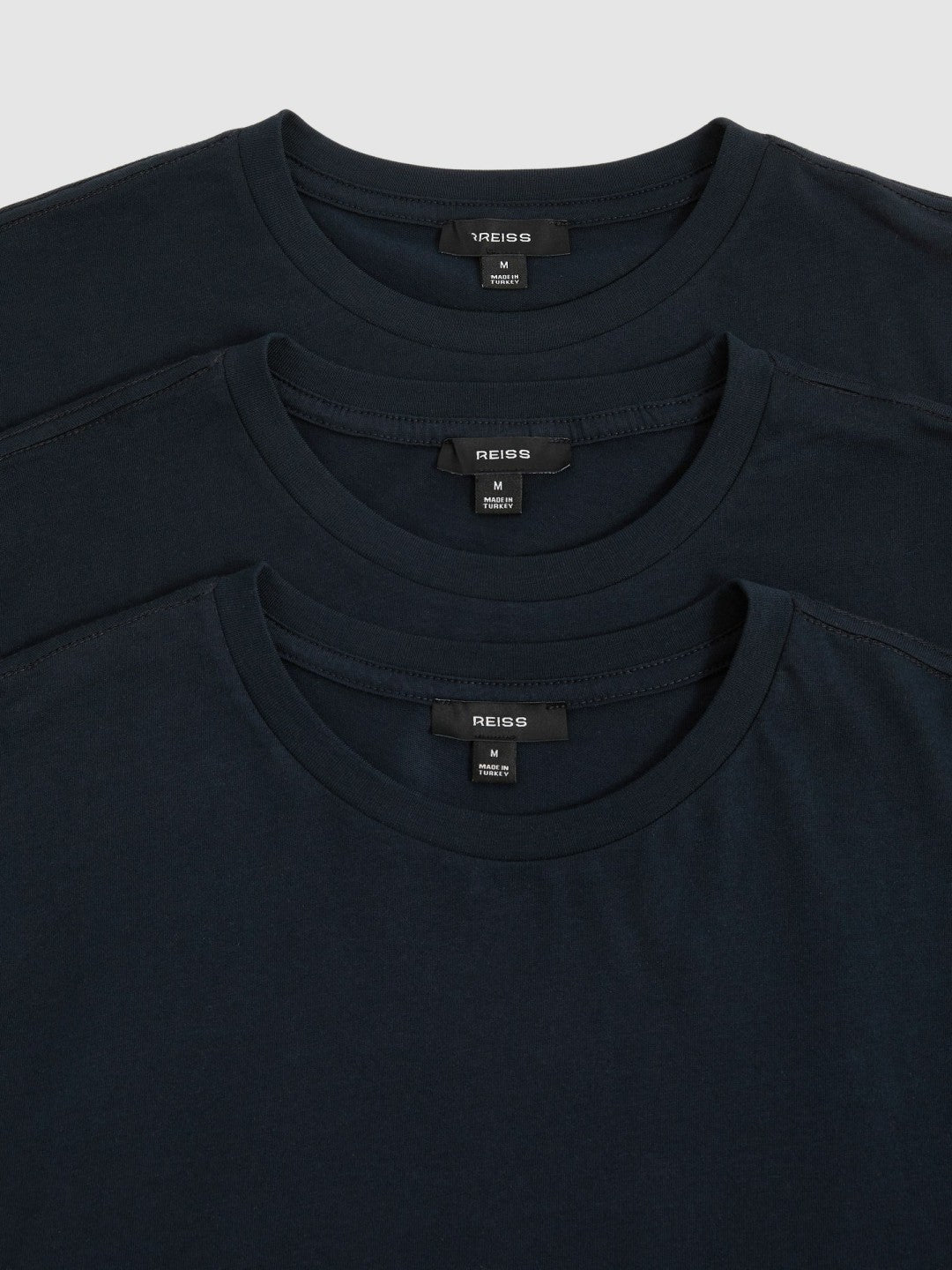 Reiss Cotton-Jersey Crew-Neck T-shirts 3 Pack in Navy
