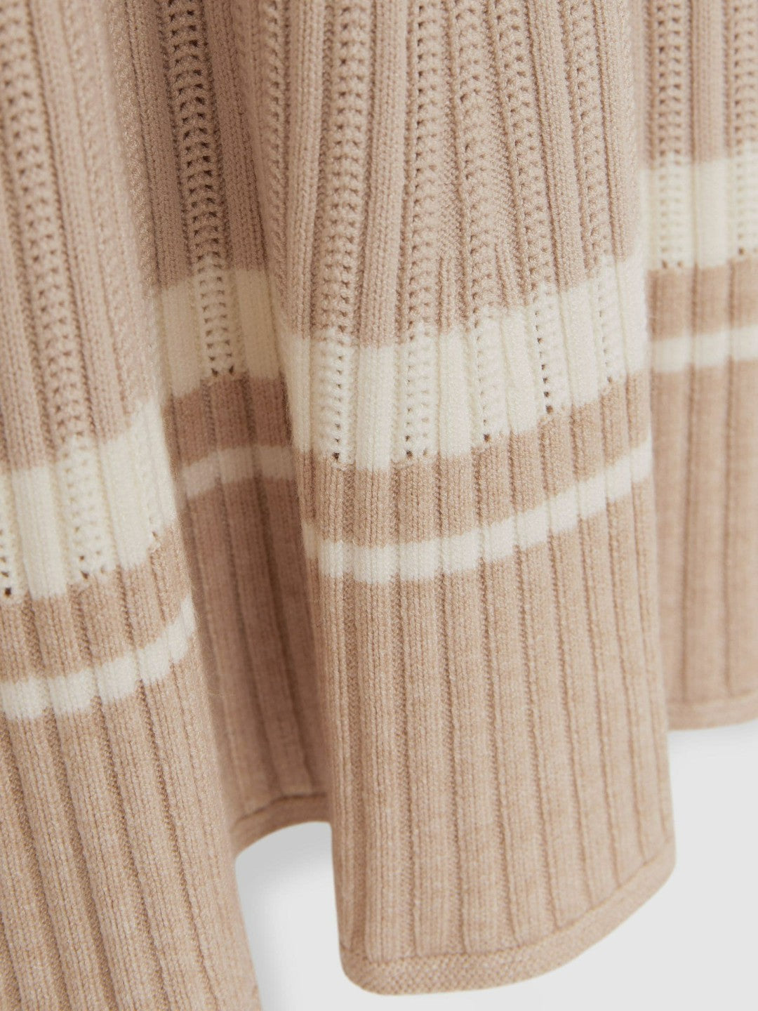 Reiss 9-13 yrs Rib-Knit Pointelle Flared Dress in Pale Pink