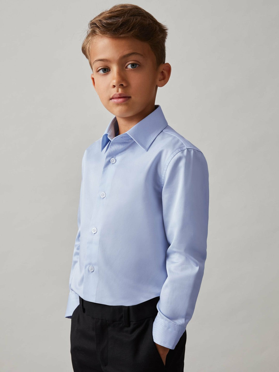 Reiss 3-9 yrs Slim-Fit Cotton Shirt in Soft Blue