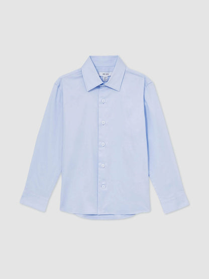 Reiss 3-9 yrs Slim-Fit Cotton Shirt in Soft Blue