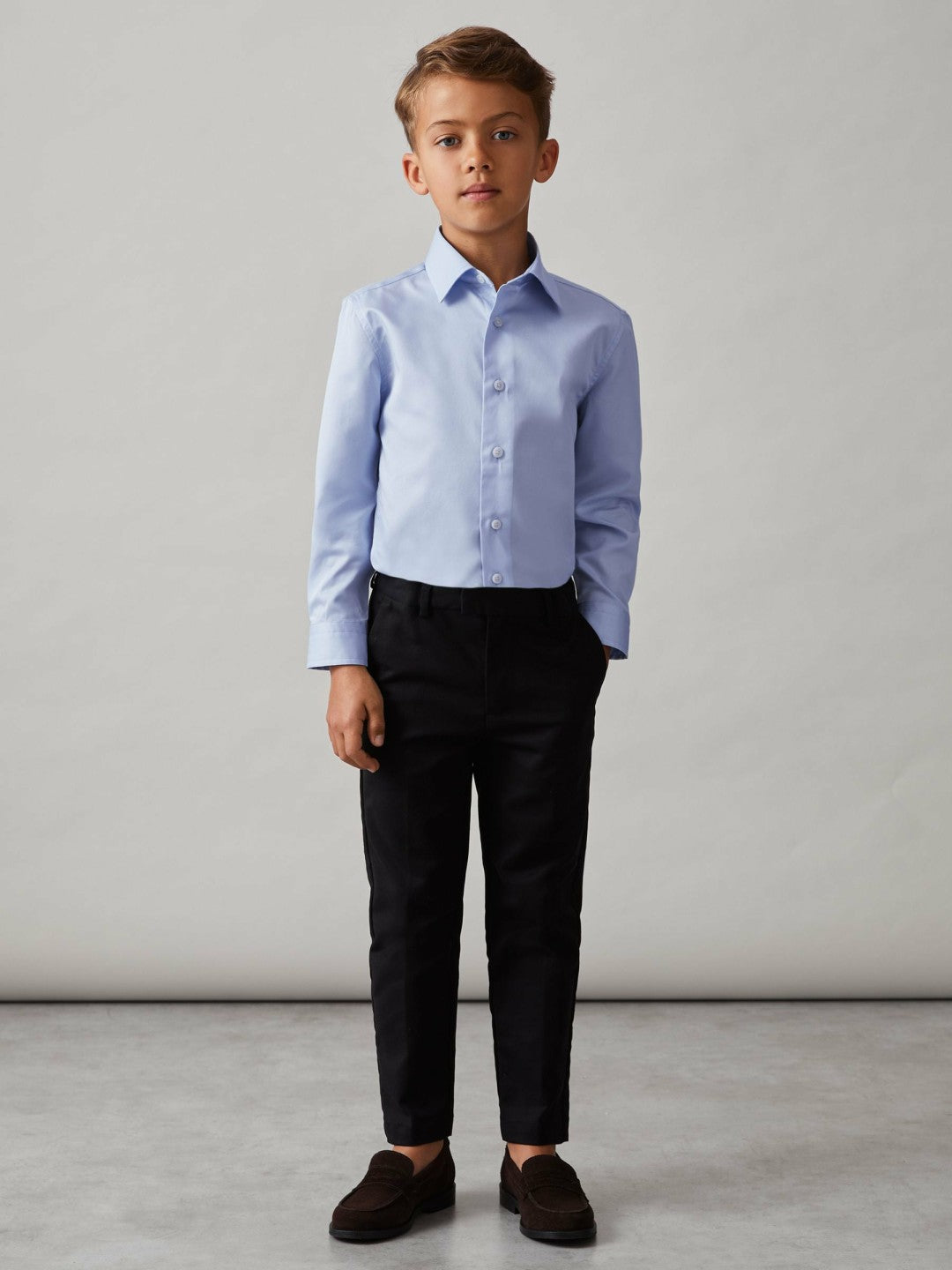 Reiss 3-9 yrs Slim-Fit Cotton Shirt in Soft Blue