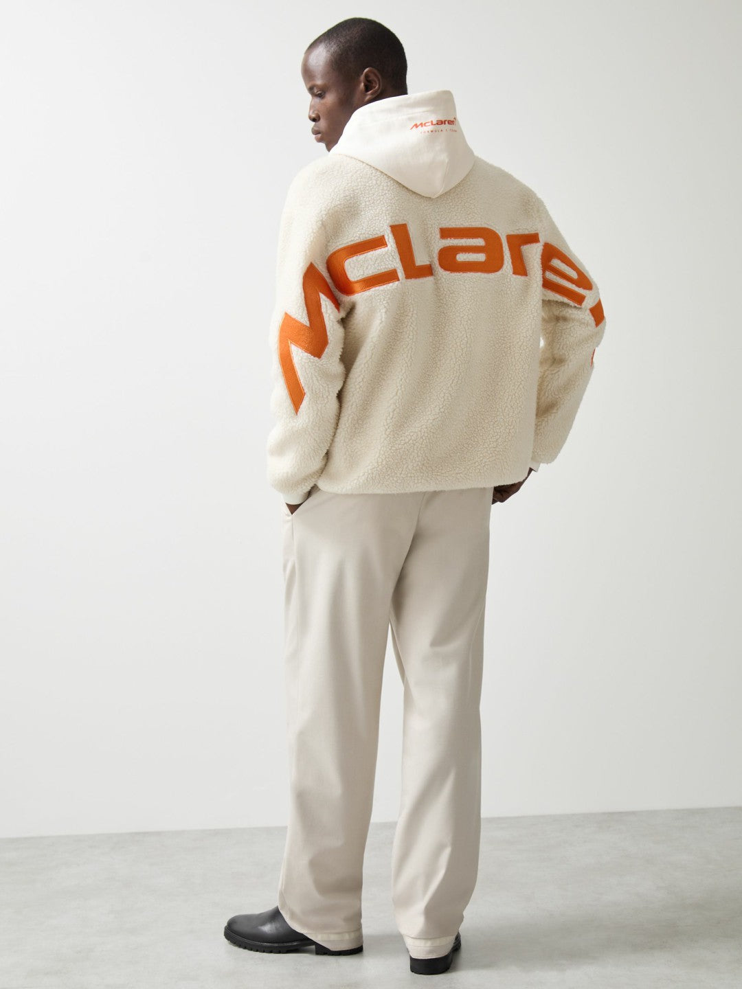 Reiss McLaren F1 Team Embroidered Fleece Jacket Unisex Fit in Off White