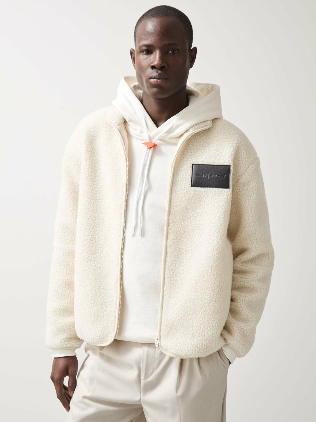 Reiss McLaren F1 Team Embroidered Fleece Jacket Unisex Fit in Off White