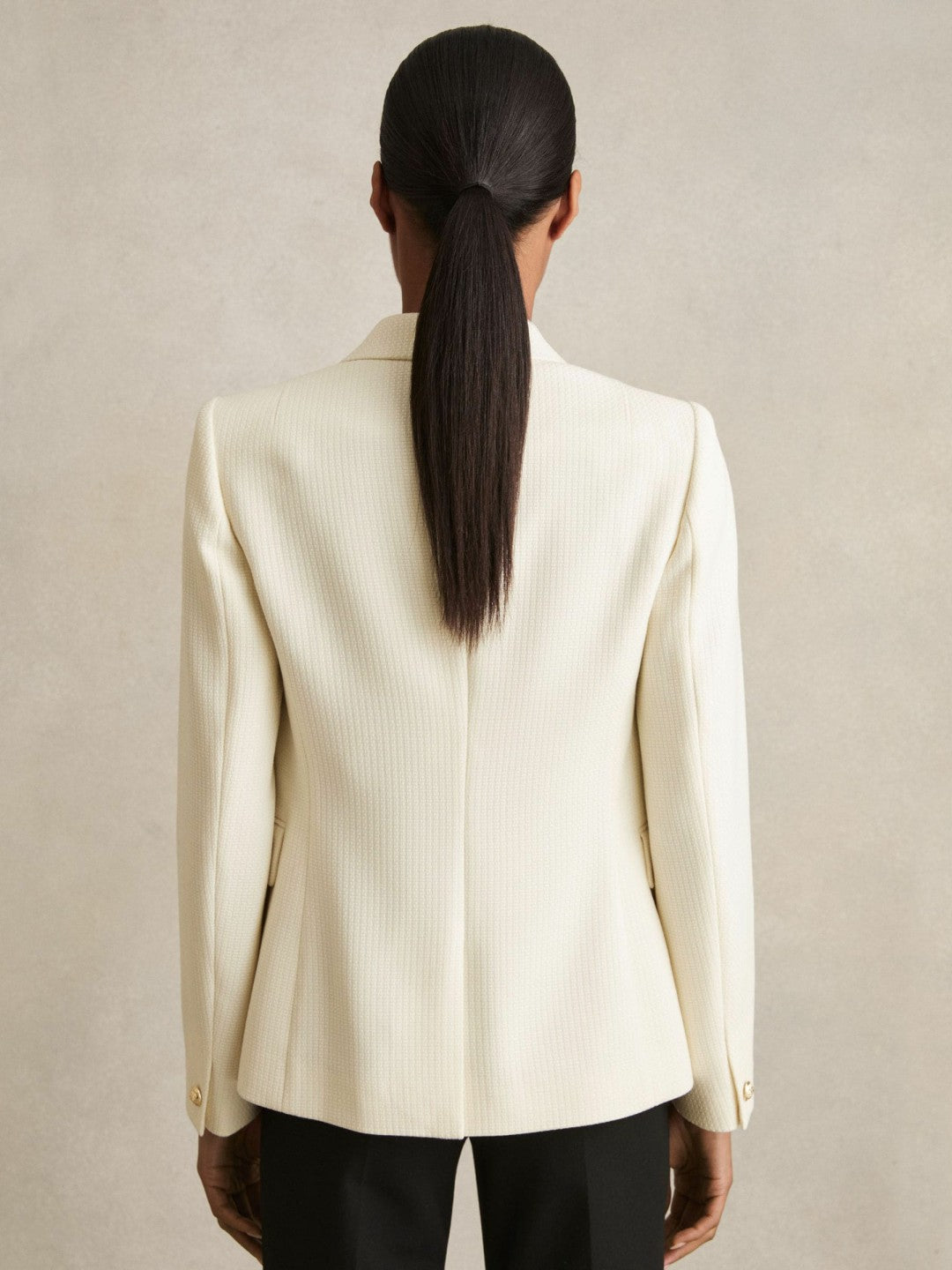 Reiss Tailored Fit Textured Double Breasted Blazer in White