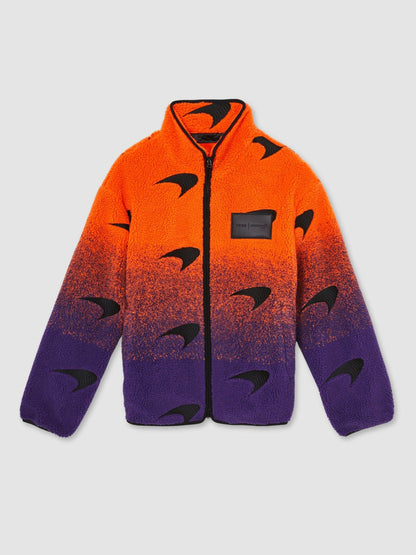 Reiss Unisex Fit McLaren F1 Team Ombré Fleece Jacket in Papaya Orange/Purple