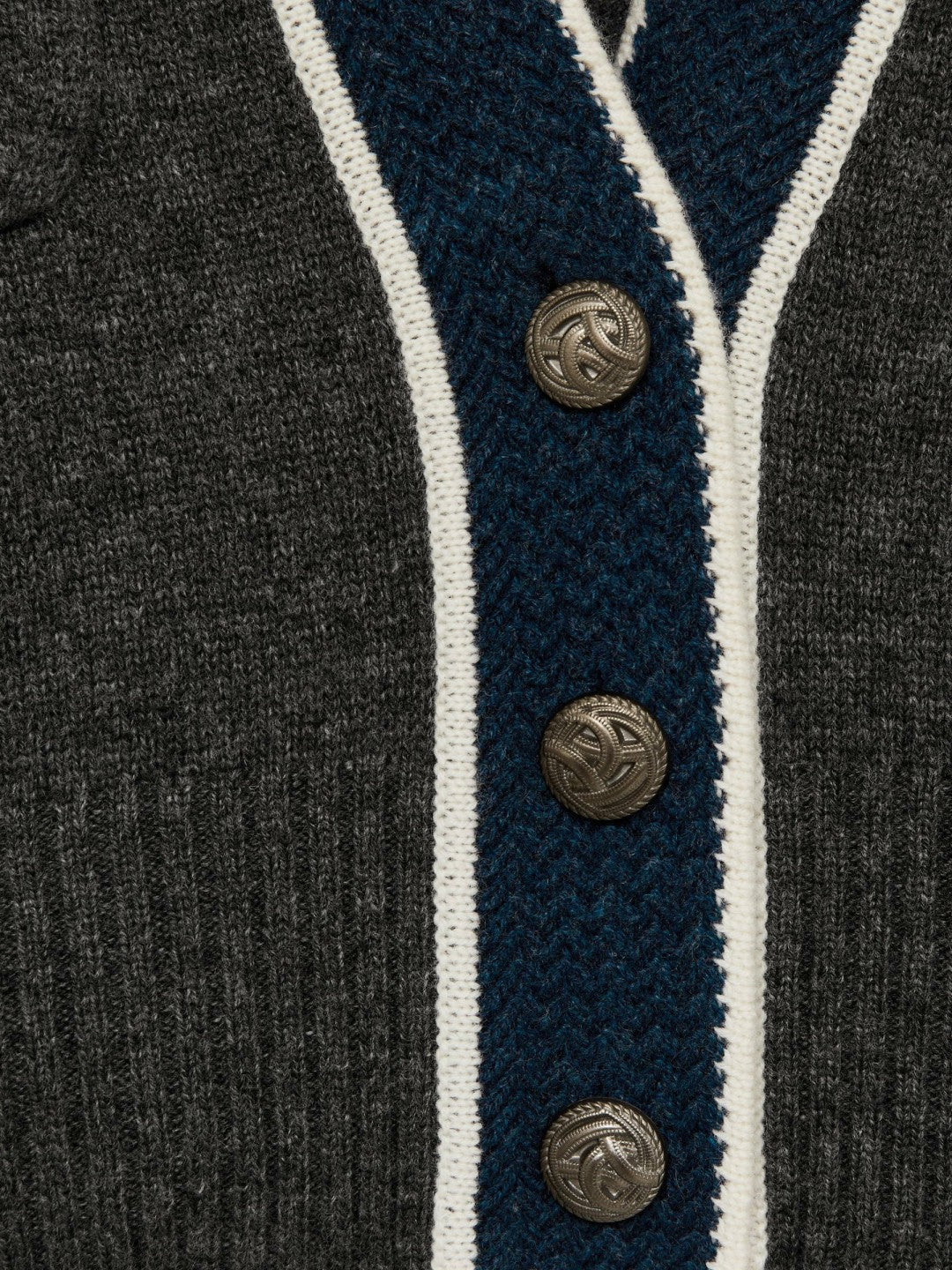 Reiss Wool-Cashmere Tipped V-Neck Cardigan in Charcoal