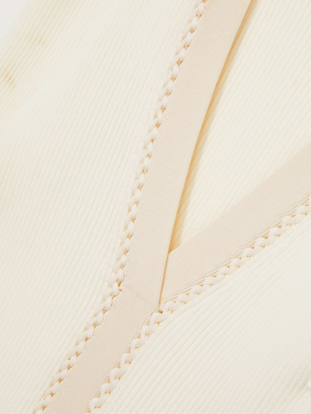 Reiss Craft-Stitch Rib-Knit Top in Ivory