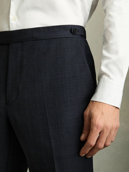 Reiss Slim-Fit Wool-Blend Textured Tailored Trousers in Navy