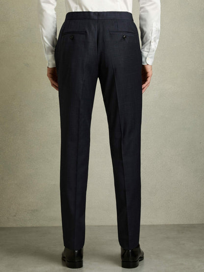 Reiss Slim-Fit Wool-Blend Textured Tailored Trousers in Navy