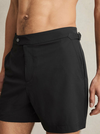 Reiss Side-Adjuster Swim Shorts in Black