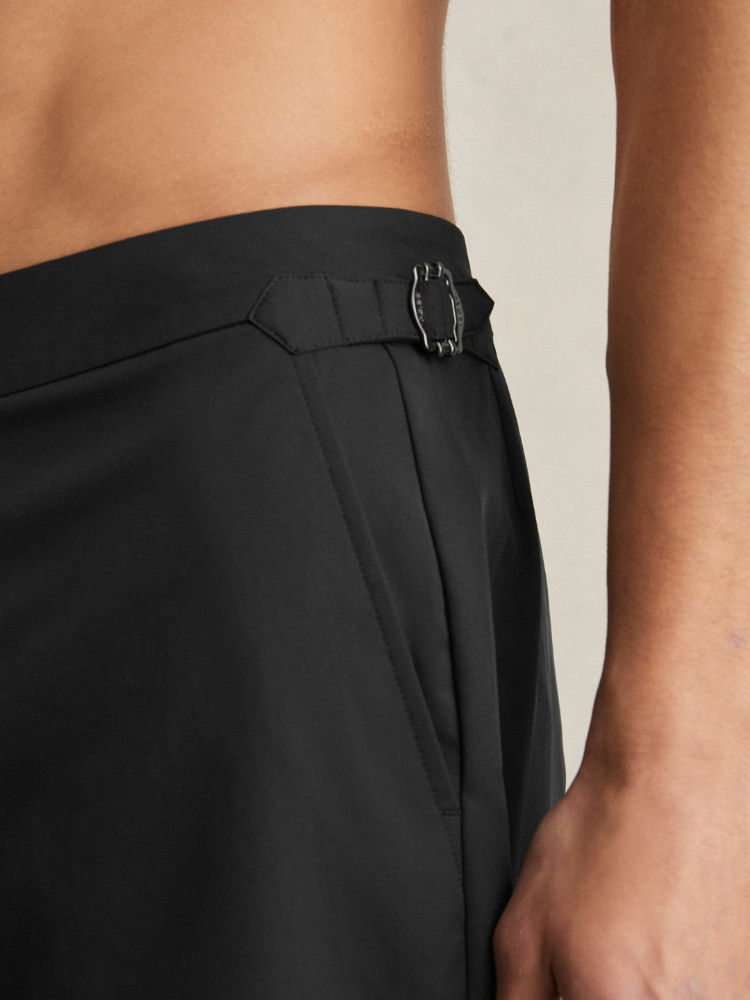 Reiss Side-Adjuster Swim Shorts in Black