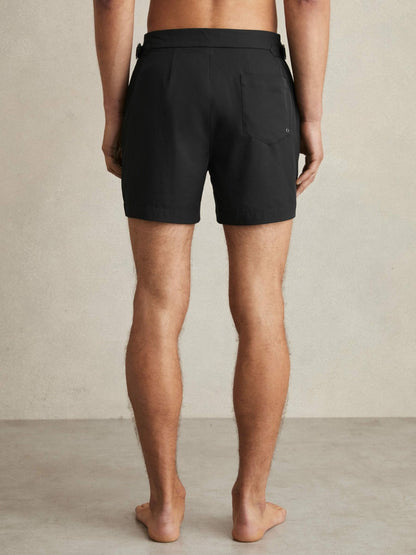 Reiss Side-Adjuster Swim Shorts in Black