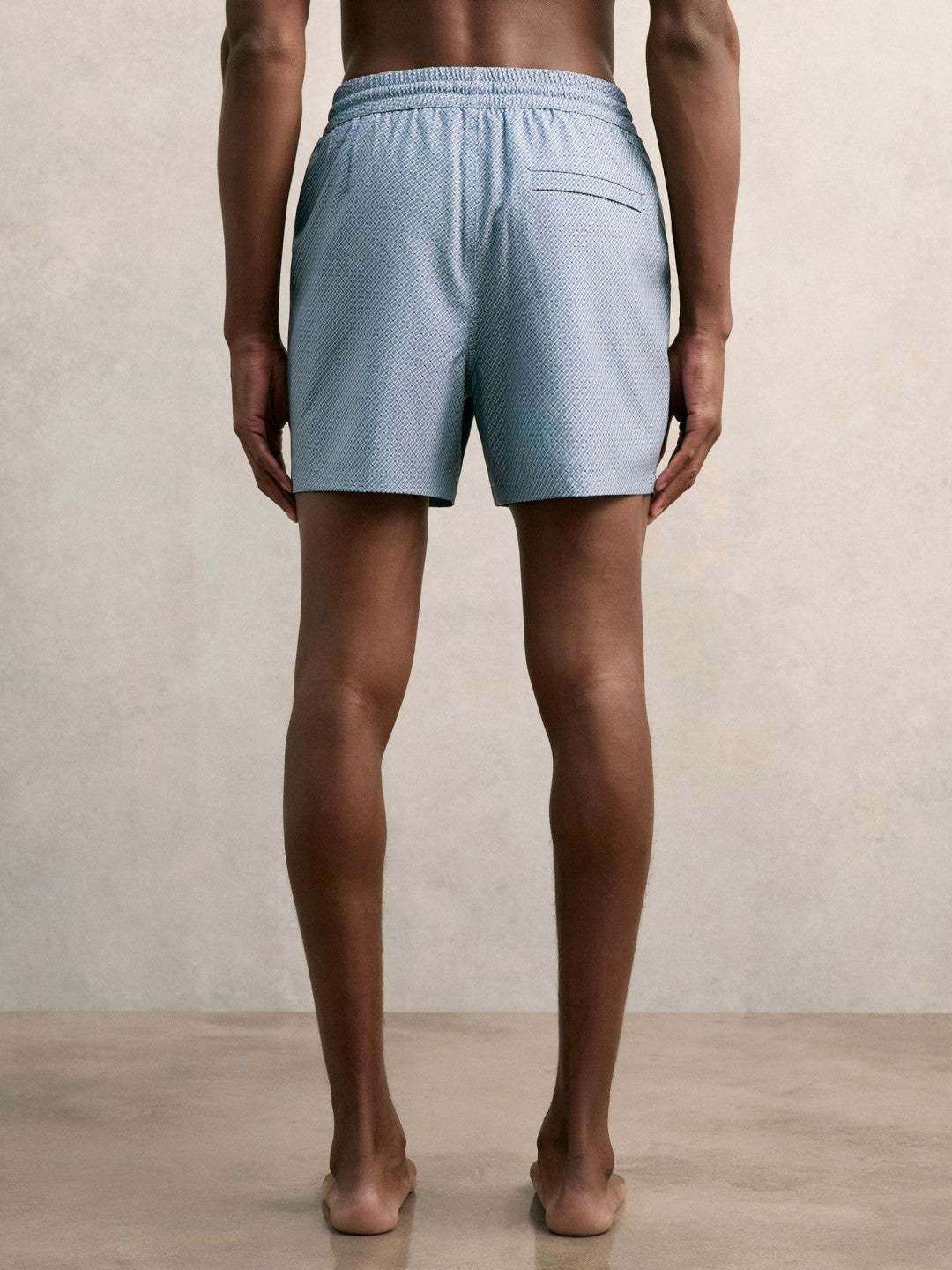 Reiss Drawstring Geometric Print Swim Shorts in Airforce Blue