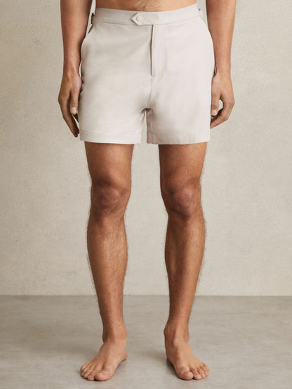 Reiss Side-Adjuster Swim Shorts in Off White