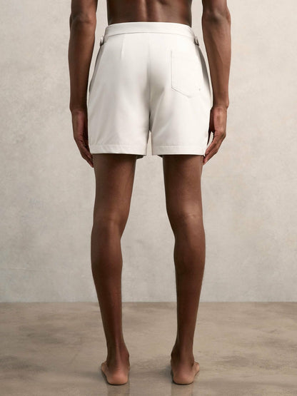 Reiss Side-Adjuster Swim Shorts in Off White