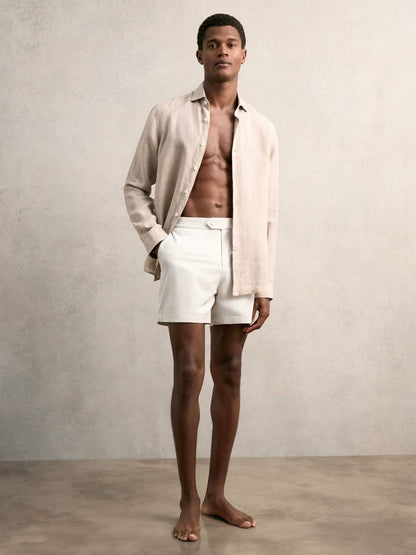 Reiss Side-Adjuster Swim Shorts in Off White