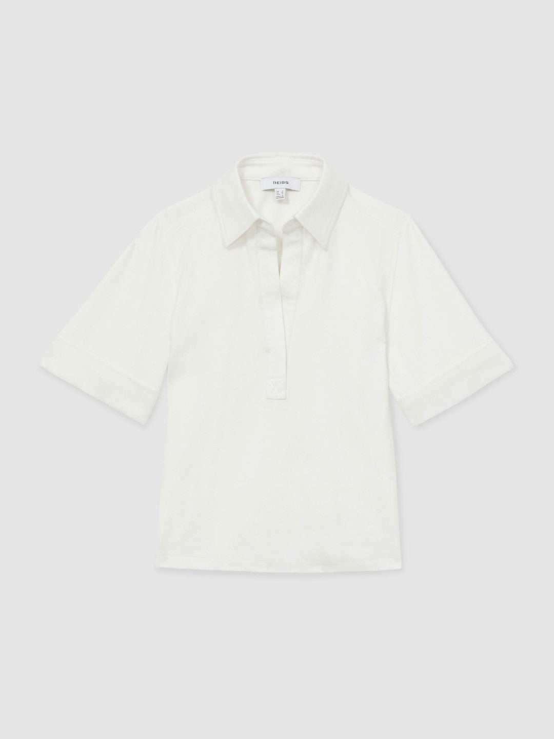Reiss Open-Collar Polo Shirt in Cream