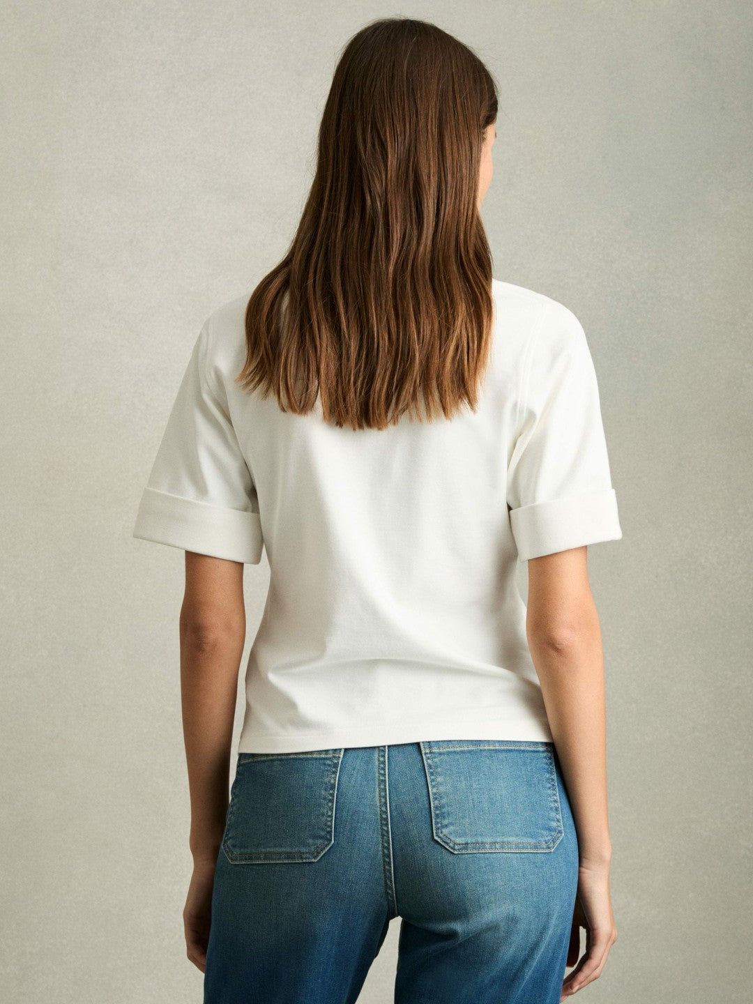 Reiss Open-Collar Polo Shirt in Cream