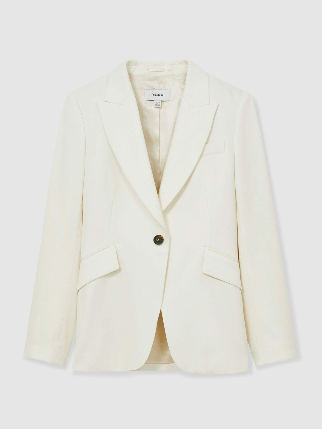 Reiss Petite Single-Breasted Peak-Lapel Tailored Blazer in Cream