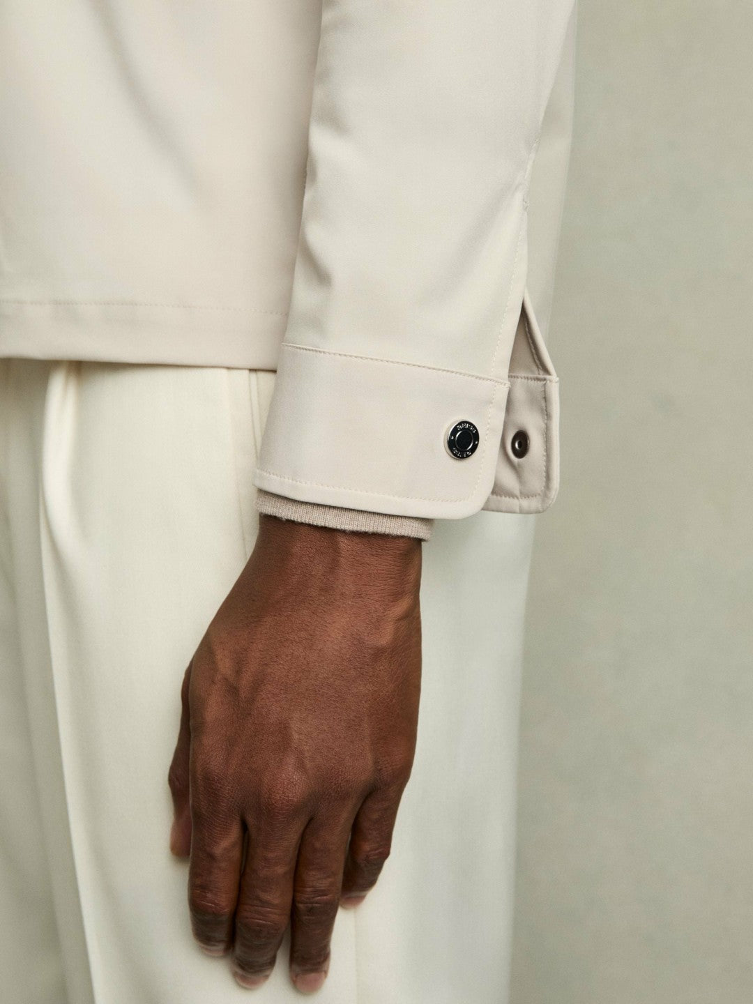 Reiss Technical Zip-Through Overshirt in Stone