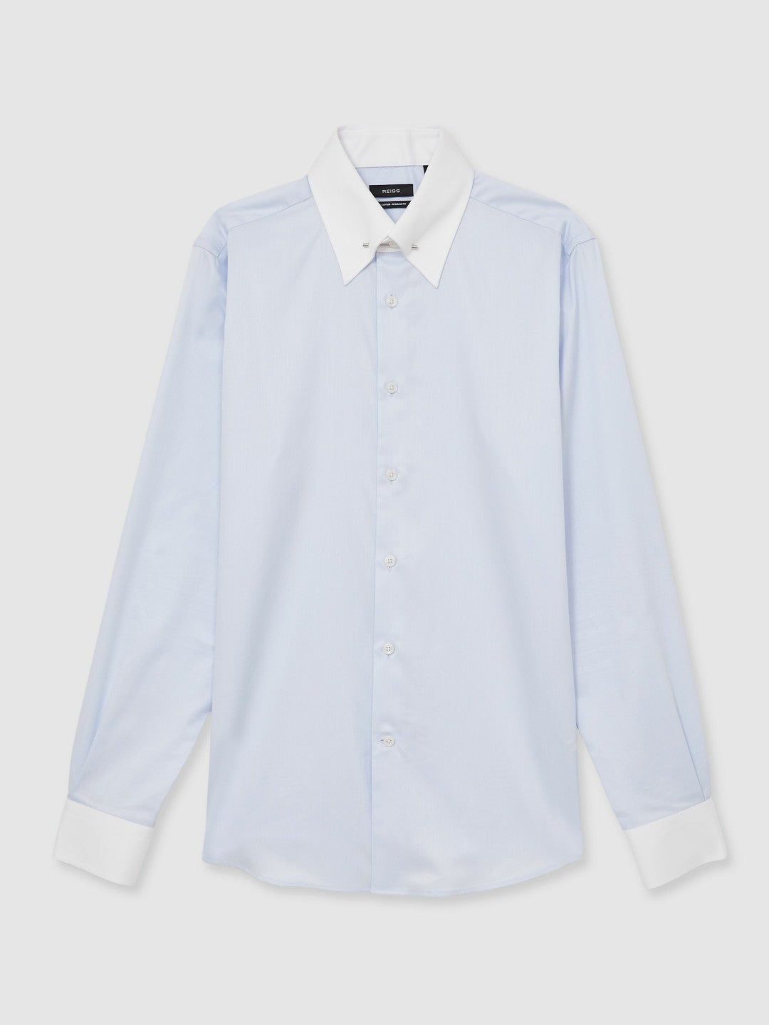 Reiss Regular-Fit Cotton Pin-Collar Shirt in Contrast S Blue