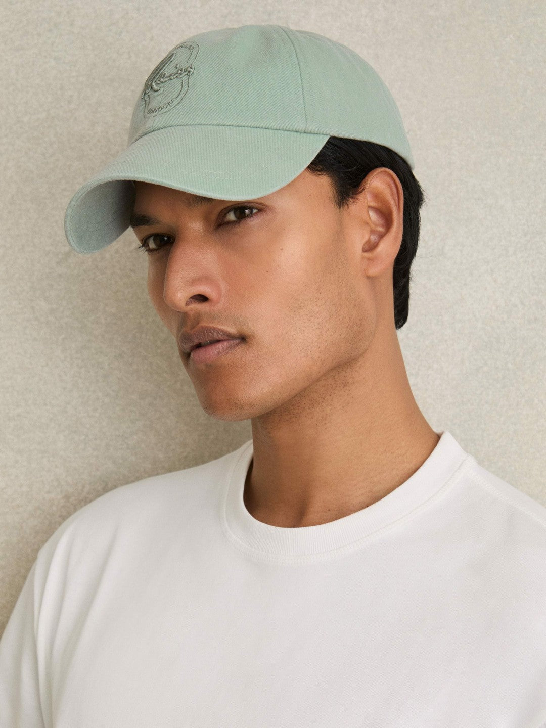 Reiss Cotton Logo-Embroidered Baseball Cap in Washed Green