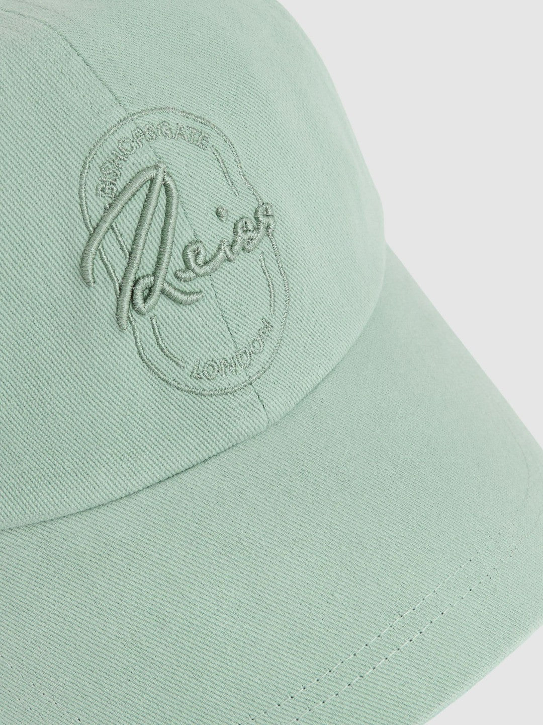 Reiss Cotton Logo-Embroidered Baseball Cap in Washed Green
