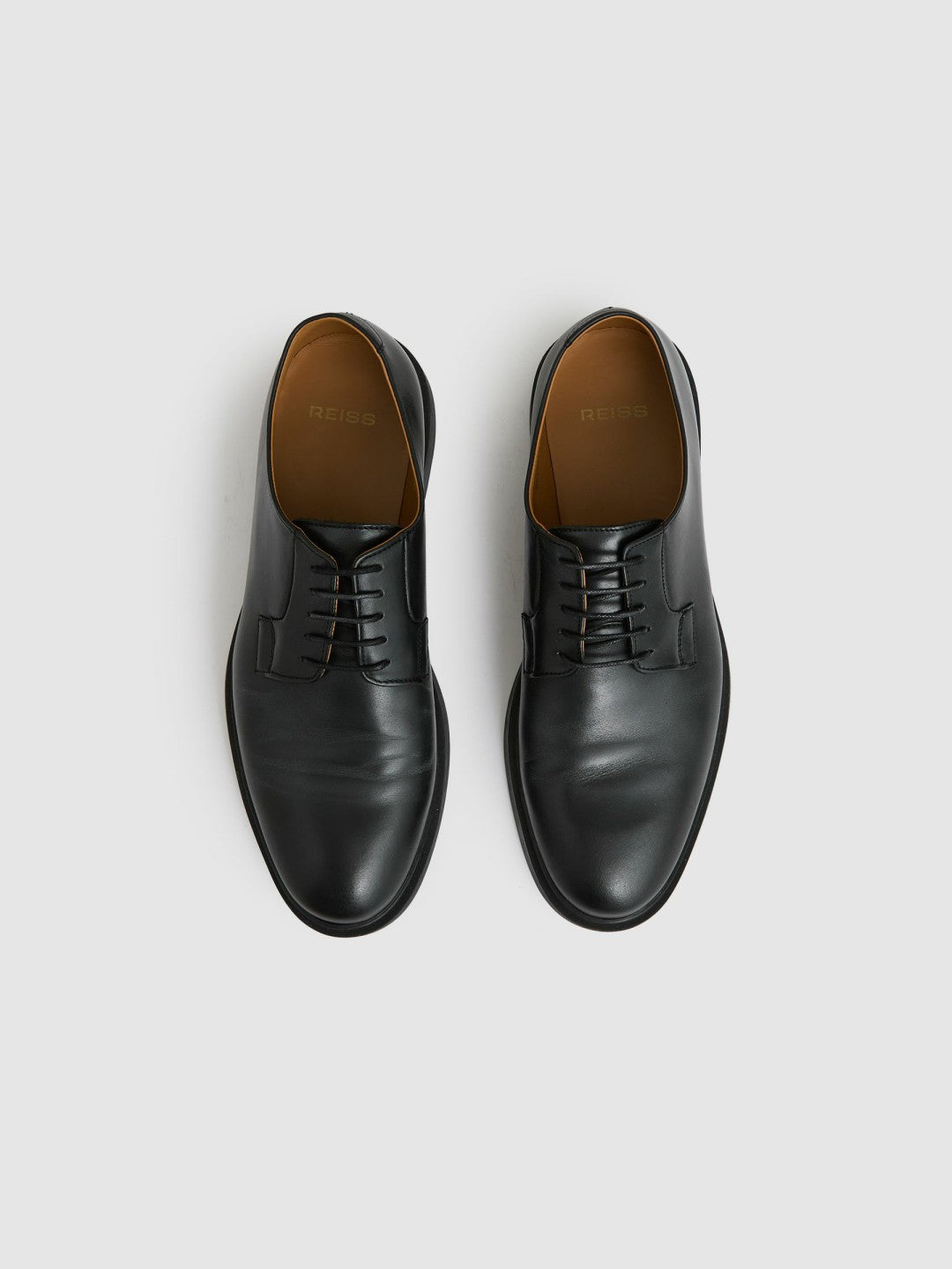 Reiss Leather Lace-Up Derby Shoes in Black