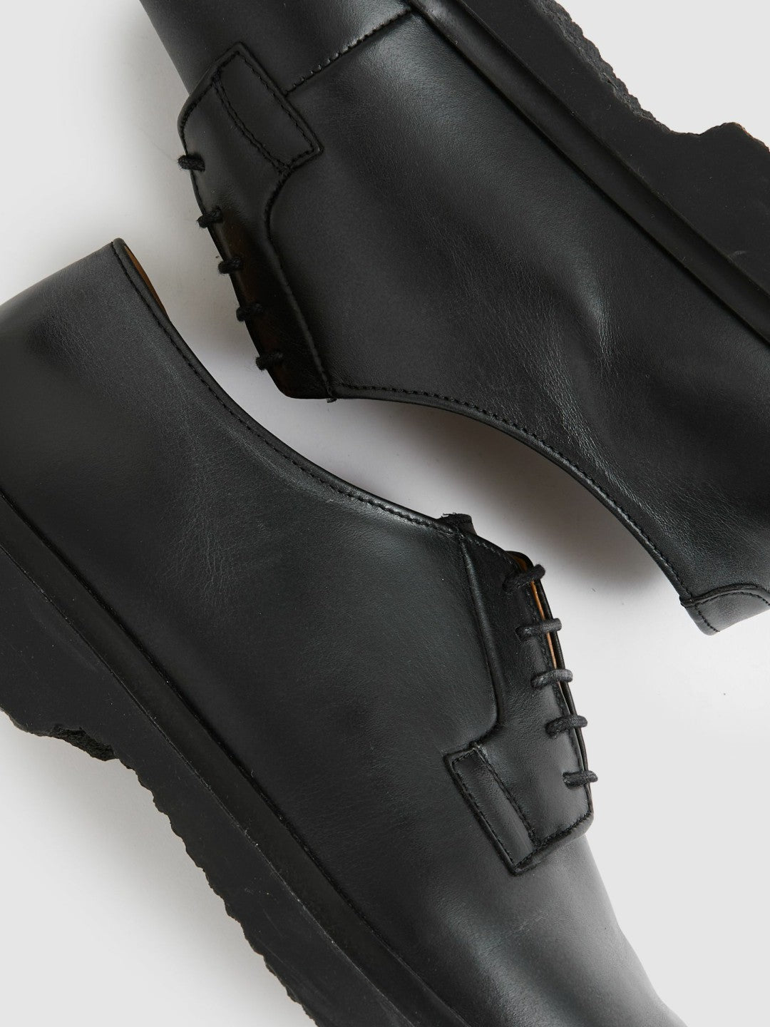 Reiss Leather Lace-Up Derby Shoes in Black
