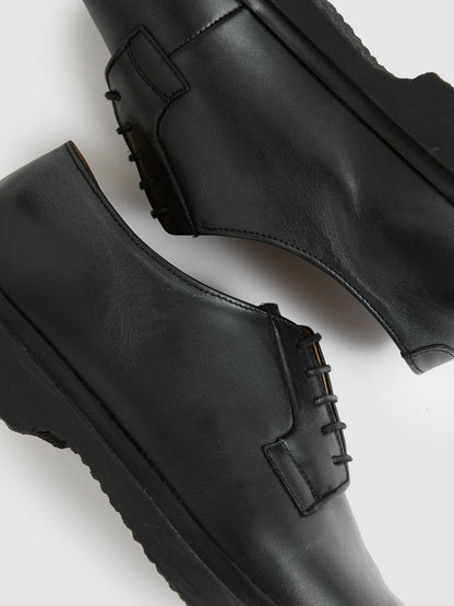 Reiss Leather Lace-Up Derby Shoes in Black
