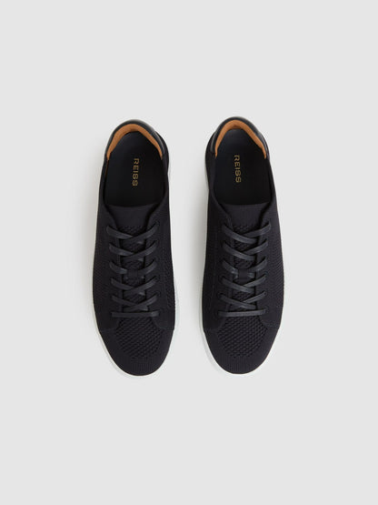 Reiss Knitted Low-Top Trainers in Navy