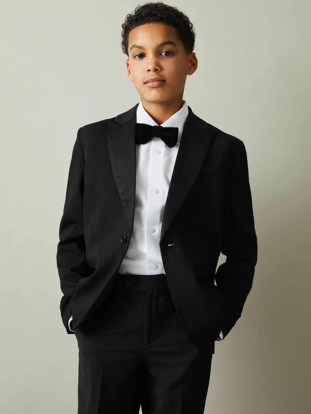 Reiss Wool-Blend Double-Breasted Tuxedo Jacket in Black