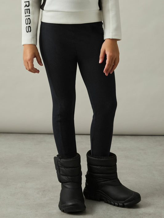 Reiss 4-9 yrs Stretch Logo Print Leggings in Black