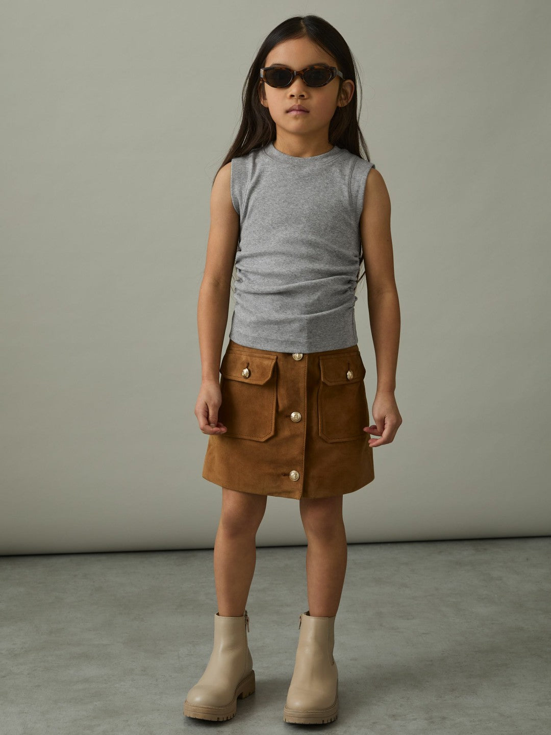 Reiss 4-9 yrs Ruched Vest Top in Grey