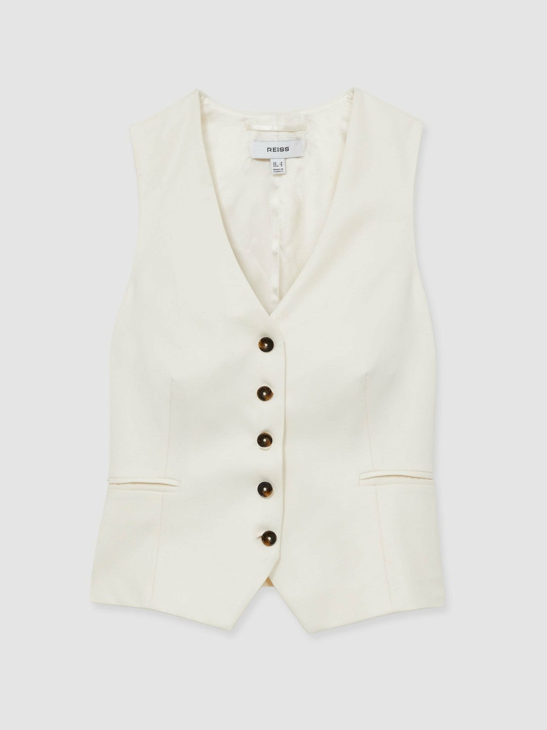 Reiss Single Breasted Tailored Waistcoat in Cream