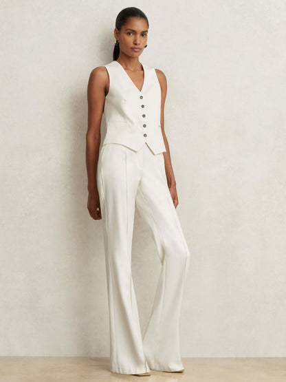 Reiss Single Breasted Tailored Waistcoat in Cream