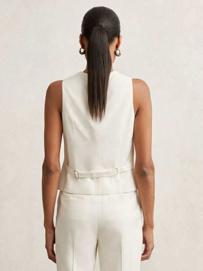 Reiss Single Breasted Tailored Waistcoat in Cream