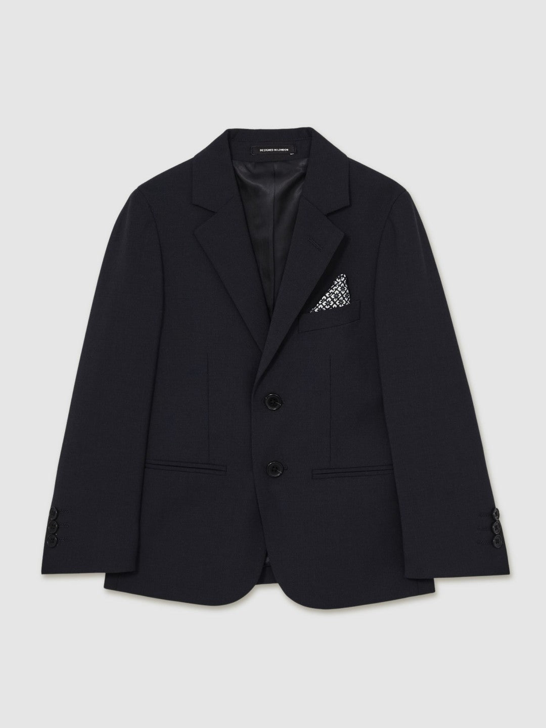 Reiss 9-14 yrs Wool-Blend Single-Breasted Suit Blazer in Navy