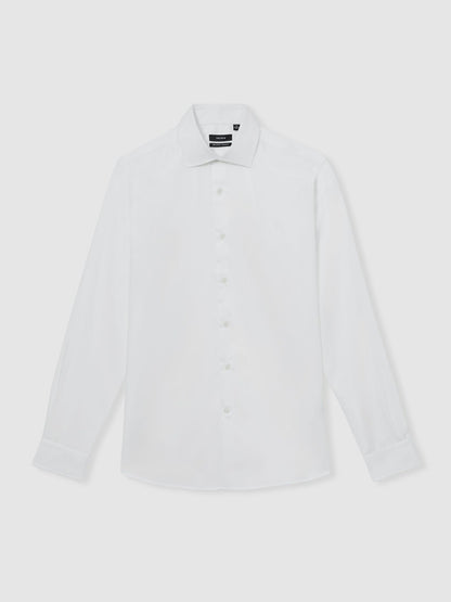 Reiss Regular Fit Cotton Sateen Shirt in White