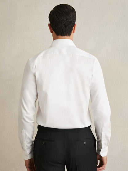 Reiss Regular Fit Cotton Sateen Shirt in White