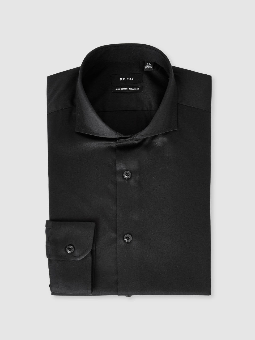 Reiss Regular Fit Cotton-Twill Two-Fold Shirt Slim-Fit in Black