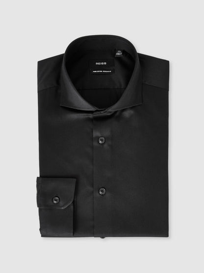 Reiss Regular Fit Cotton-Twill Two-Fold Shirt Slim-Fit in Black
