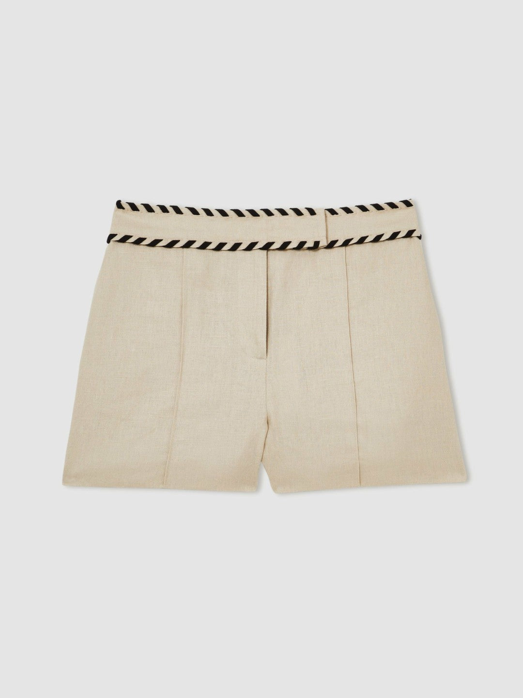 Reiss Linen Whipstitch Shorts in Neutral