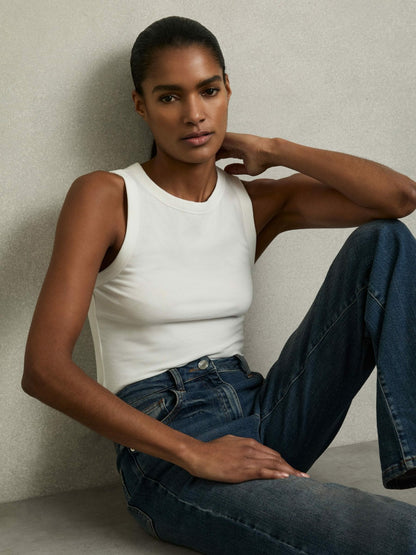 Reiss Stretch-Cotton Racerback Vest in White