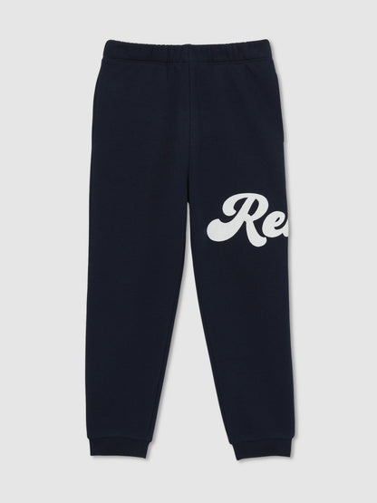 Reiss 3-9 yrs Cotton-Blend Logo Script Joggers in Navy