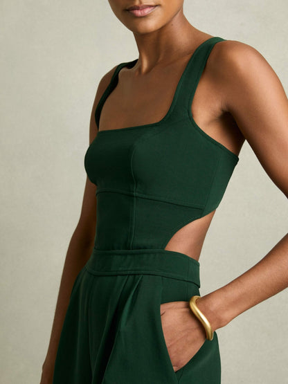 Reiss Wide-Leg Cut-Out Jumpsuit in Green