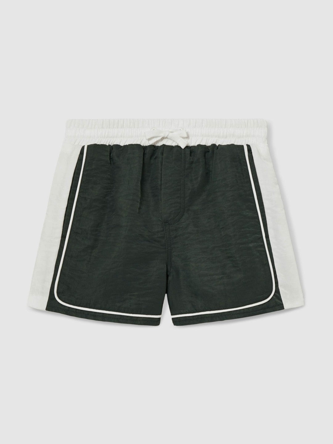 Reiss 3-9 yrs Colour-Block Piped Swim Shorts in Green/White