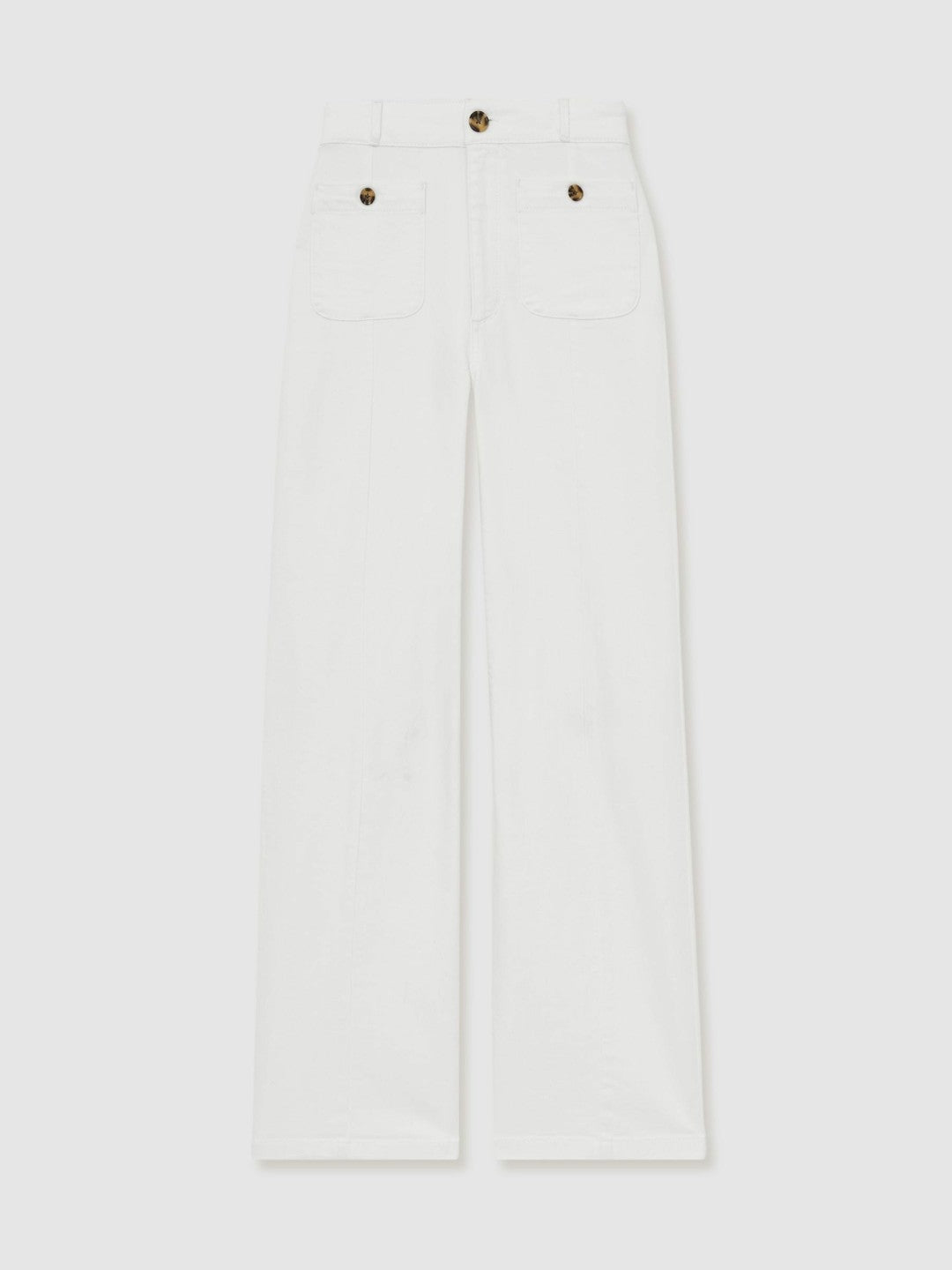 Reiss Paige Wide-Leg Patch Pocket Jeans in Ecru