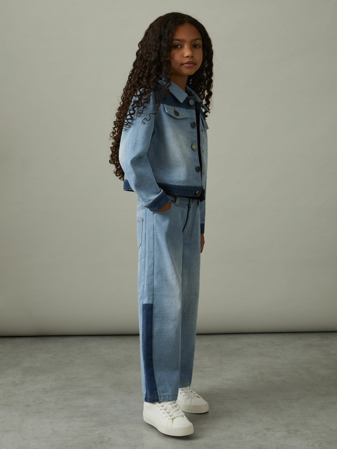 Reiss 13-14 yrs Patchwork Denim Jeans Two-Tone in Blue