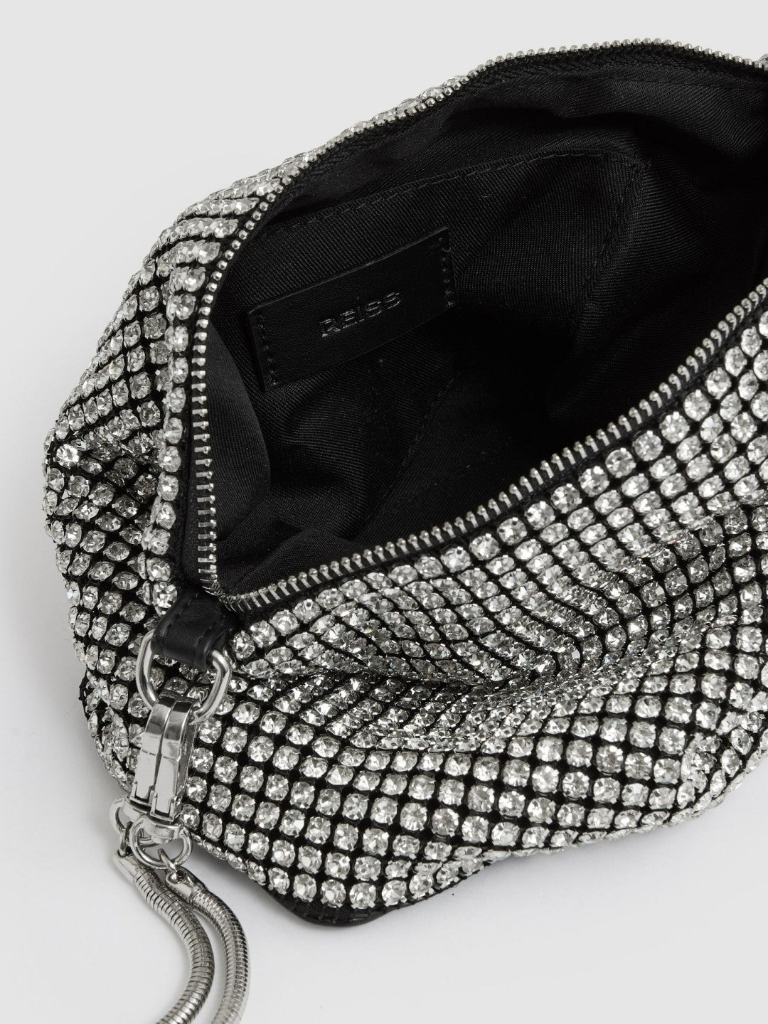 Reiss Crystal Bracelet Pouch Bag in Silver